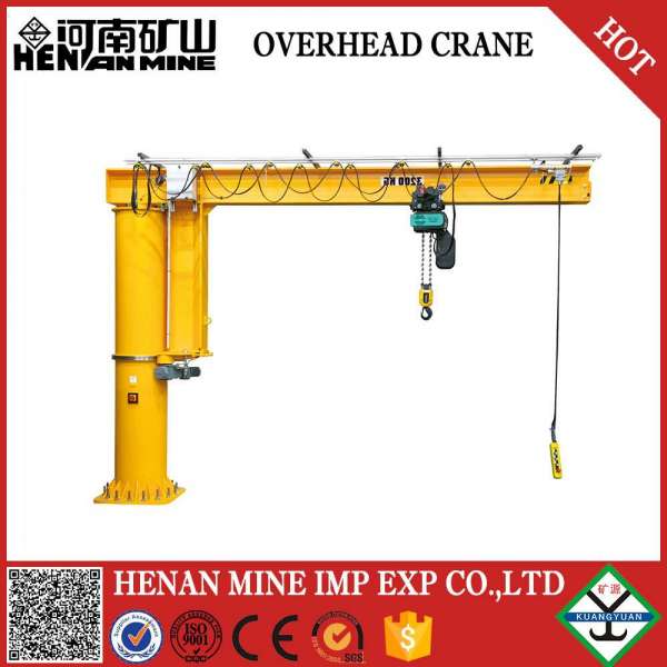 Heavy lift fixed slewing jib crane with electric hoist